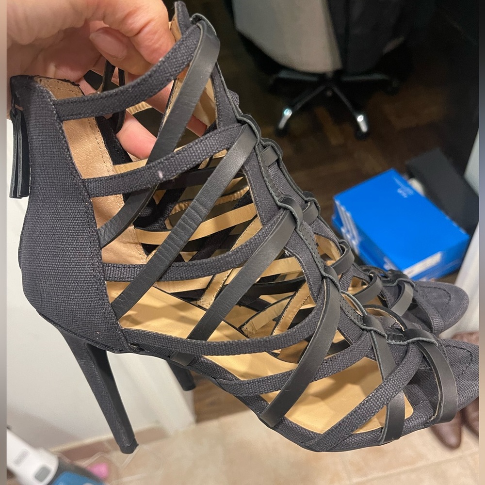 Black caged bootie